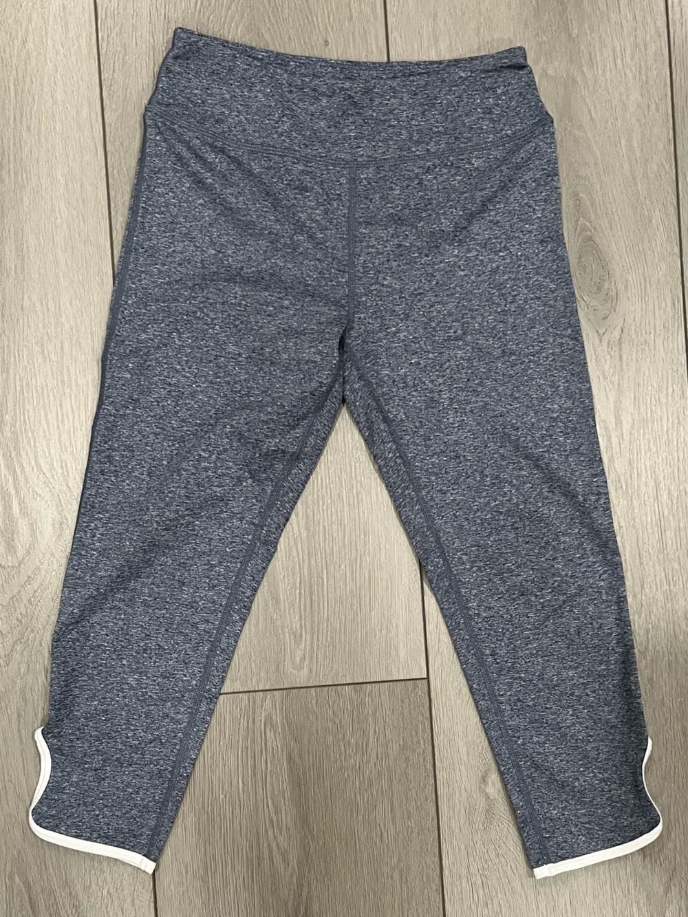 Zella Girls' Heathered Navy Leggings with White Trim Sport Lleggings